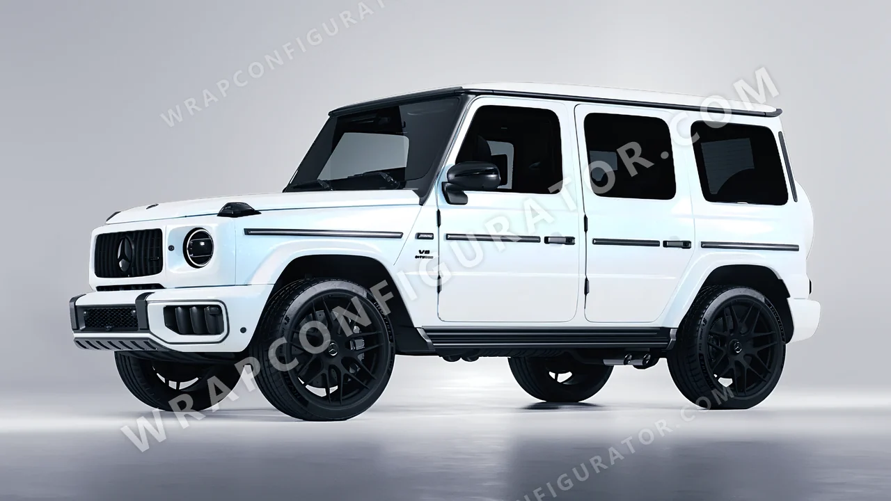 White Mercedes-Benz G Class AMG 2025 wrapped in KPMF Pacific Blue White Starlight K75476