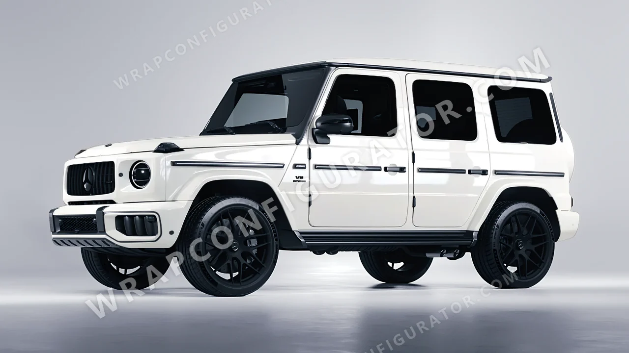 White Mercedes-Benz G Class AMG 2025 wrapped in KPMF White K88011