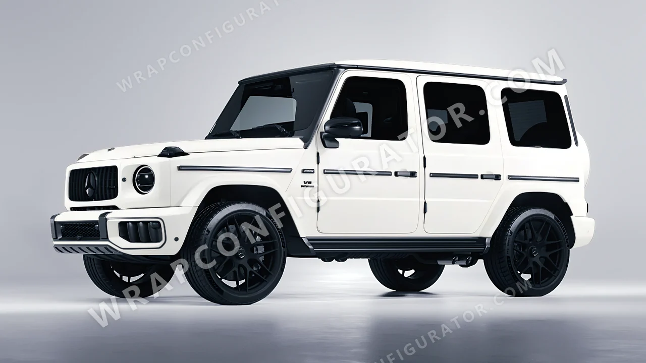 White Mercedes-Benz G Class AMG 2025 wrapped in KPMF White Matt K89011