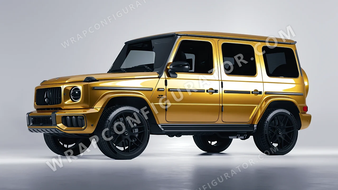 Yellow Mercedes-Benz G Class AMG 2025 wrapped in 3M Gloss Gold Metallic G241