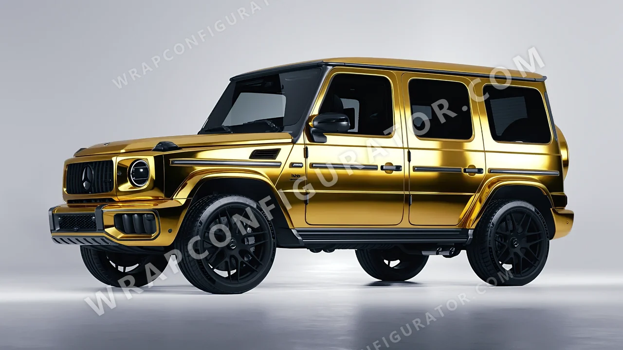 Yellow Mercedes-Benz G Class AMG 2025 wrapped in Avery Dennison Gold SF100-604-S