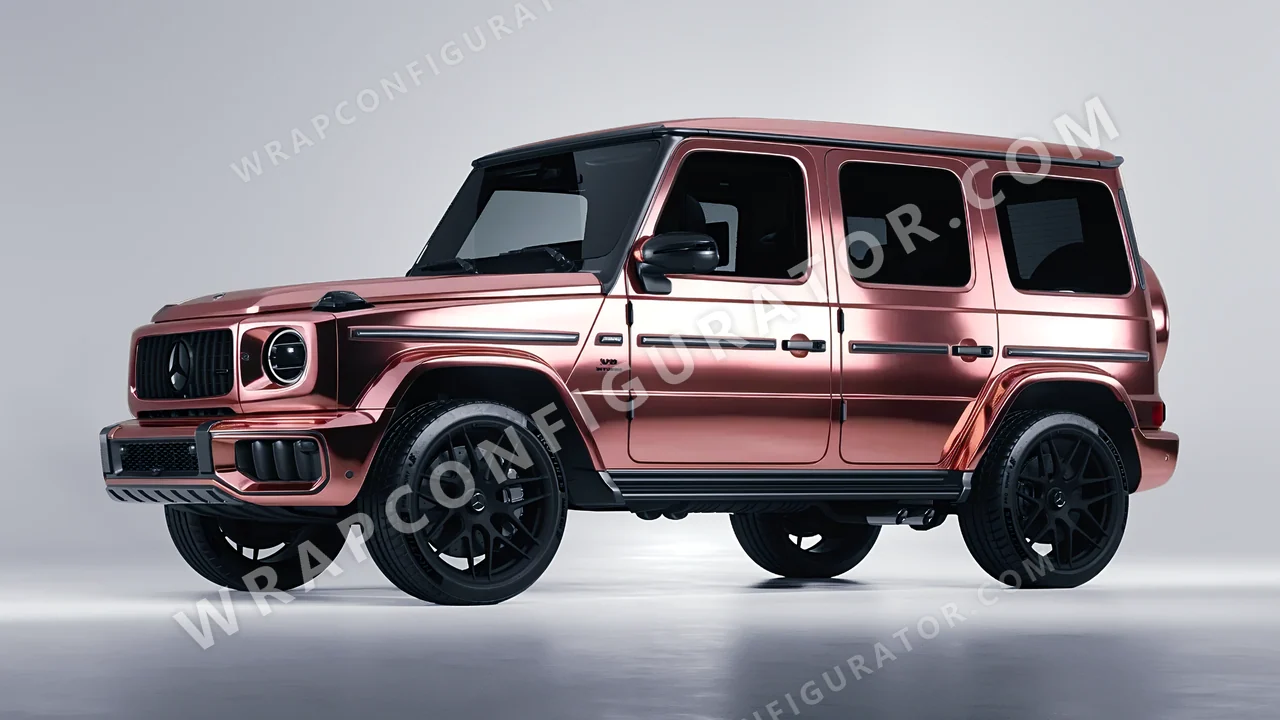 Yellow Mercedes-Benz G Class AMG 2025 wrapped in Avery Dennison Rose Gold SF100-211-S