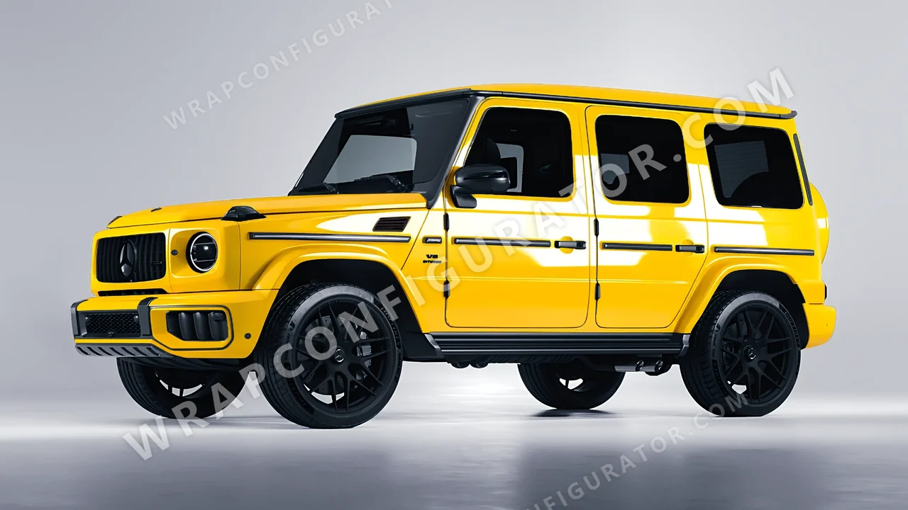 Yellow Mercedes-Benz G Class AMG 2025 wrapped in Inozetek Dynamic PPF Sunflower Yellow DPPF921