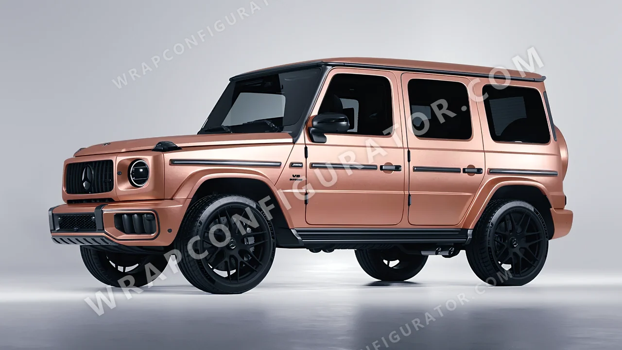 Yellow Mercedes-Benz G Class AMG 2025 wrapped in KPMF Rose Gold K75555