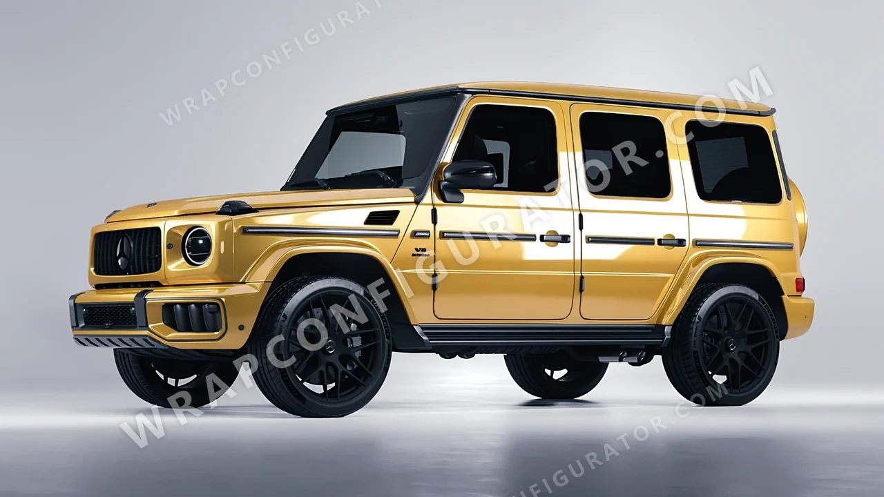 Yellow Mercedes-Benz G Class AMG 2025 wrapped in ORACAL Divine Gold 970RA-995G