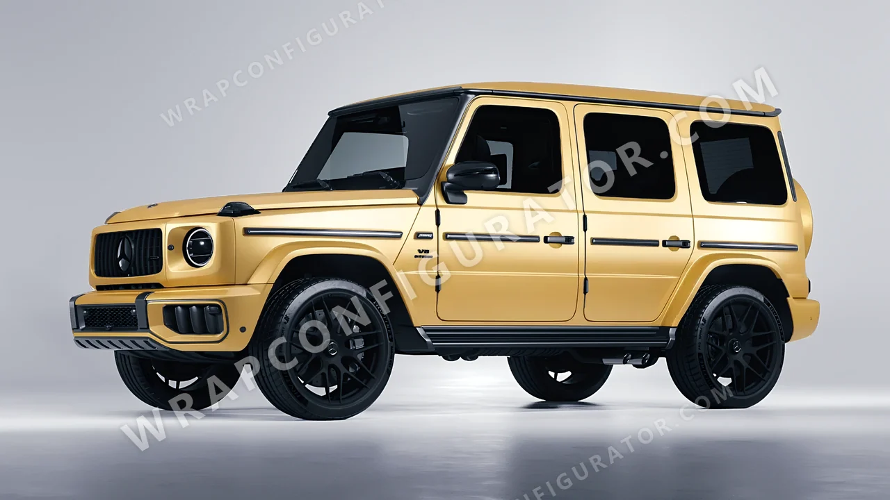 Yellow Mercedes-Benz G Class AMG 2025 wrapped in ORACAL Divine Gold 970RA-995M