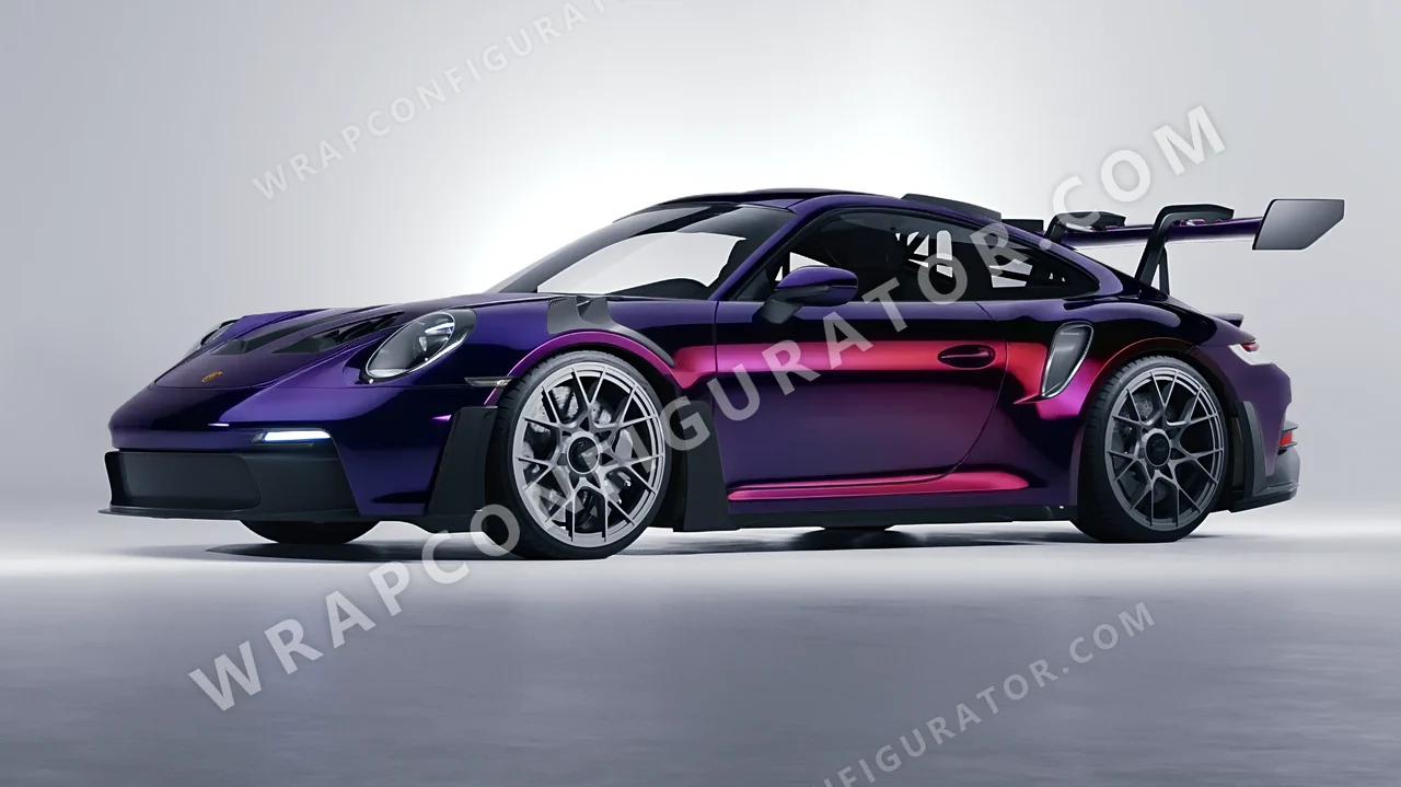 Black Porsche 911 GT3 RS 2024 wrapped in 3M Gloss Wicked GP298