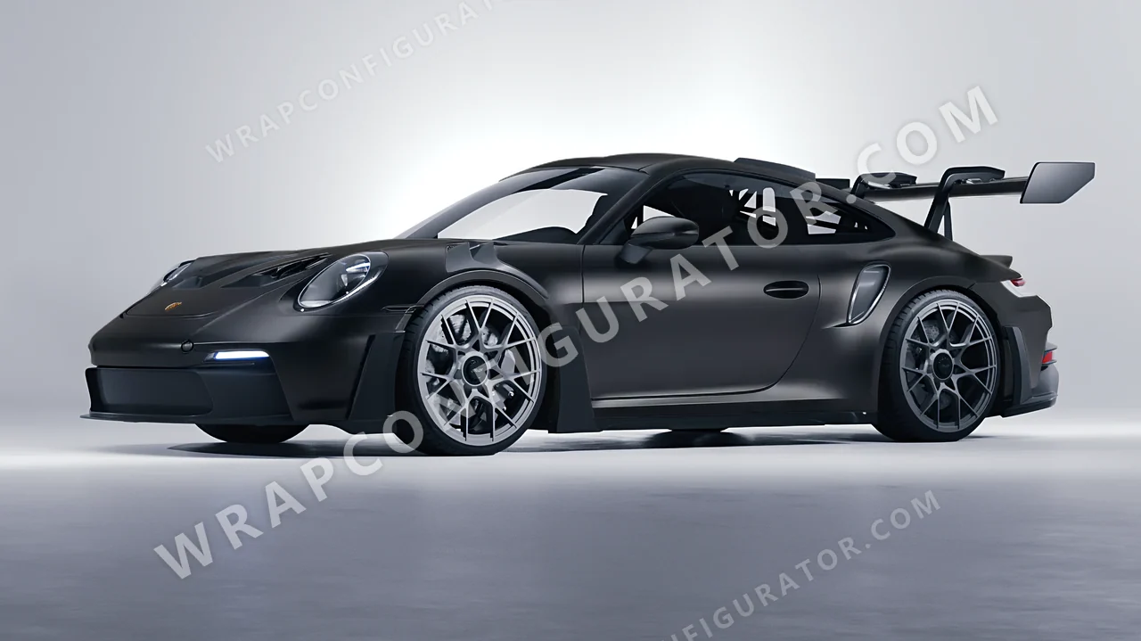 Black Porsche 911 GT3 RS 2024 wrapped in 3M Matte Black Metallic M212