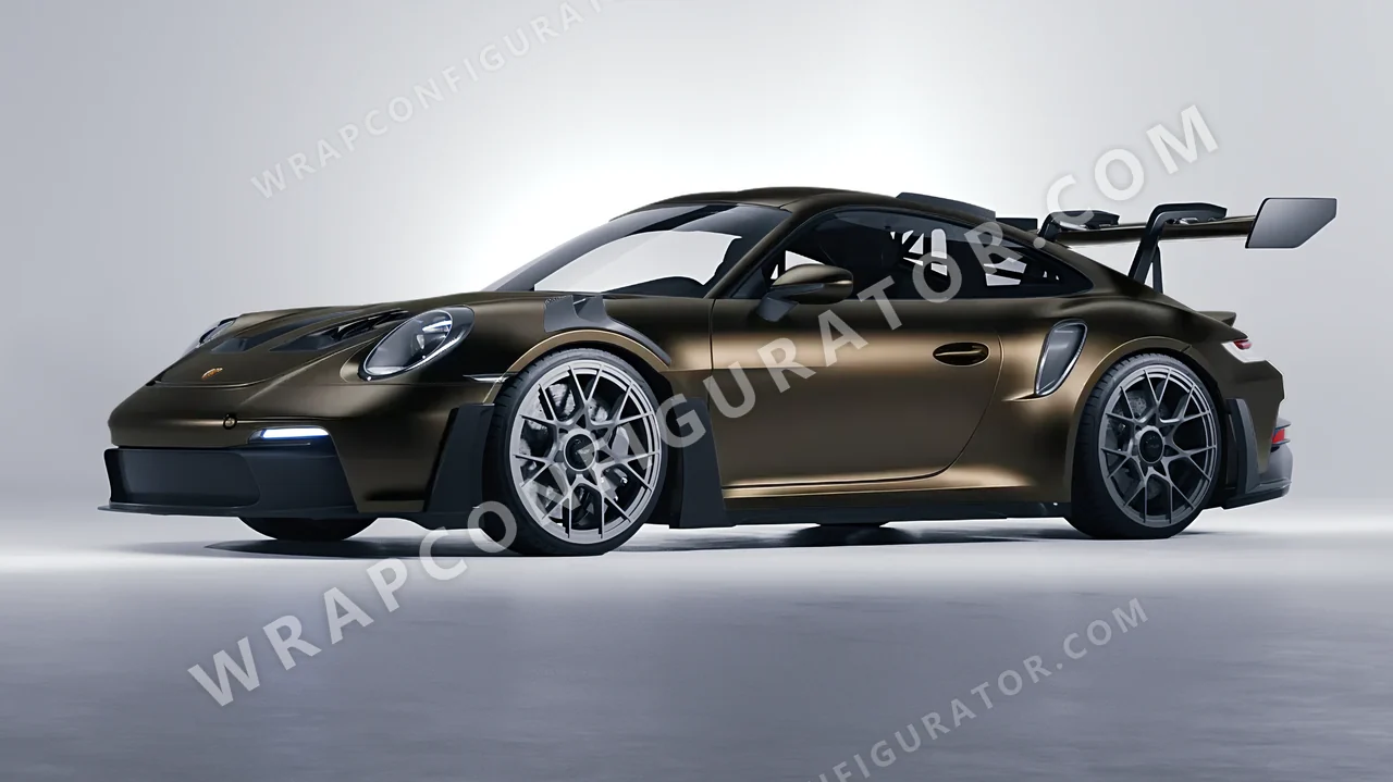 Black Porsche 911 GT3 RS 2024 wrapped in 3M Satin Gold Dust Black SP242