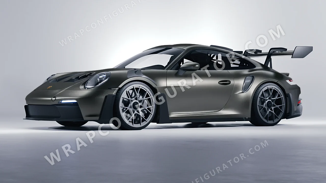 Black Porsche 911 GT3 RS 2024 wrapped in Avery Dennison Black Rock Grey SW900-823-M