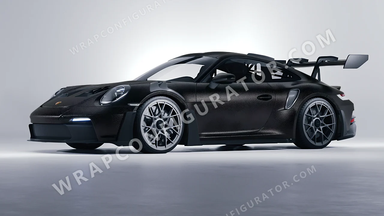 Black Porsche 911 GT3 RS 2024 wrapped in Avery Dennison Rugged Onyx Black SW900-182-X