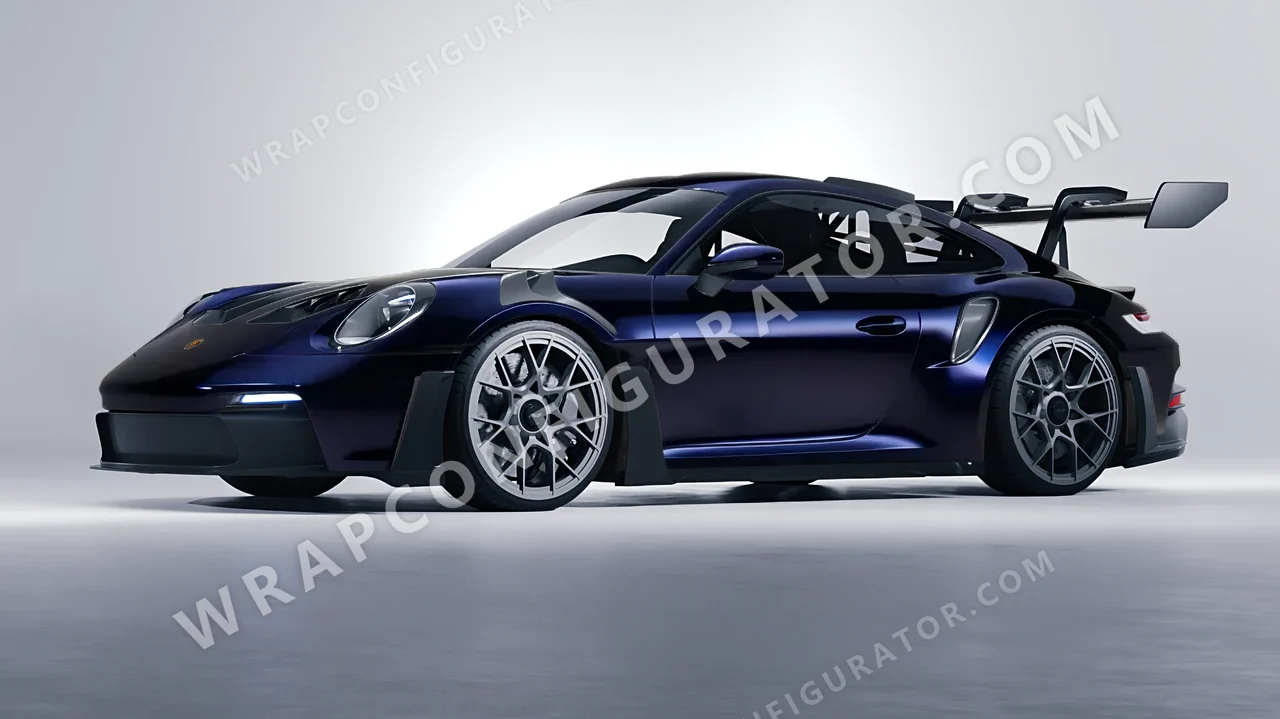 Black Porsche 911 GT3 RS 2024 wrapped in KPMF Blue Black Iridescent K75469