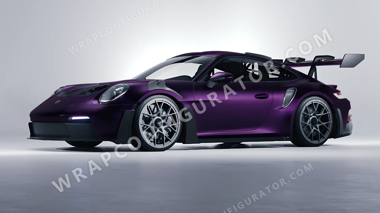 Black Porsche 911 GT3 RS 2024 wrapped in KPMF Frozen Midnight Purple K75570