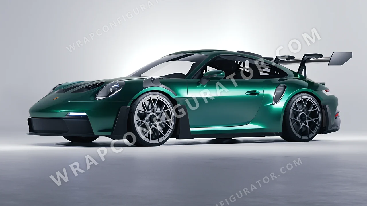 Black Porsche 911 GT3 RS 2024 wrapped in KPMF Green Black Iridescent K75460