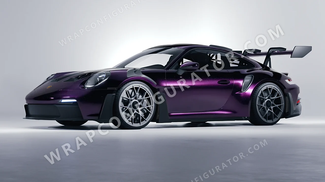 Black Porsche 911 GT3 RS 2024 wrapped in KPMF Hypnotic Black Violet K75459