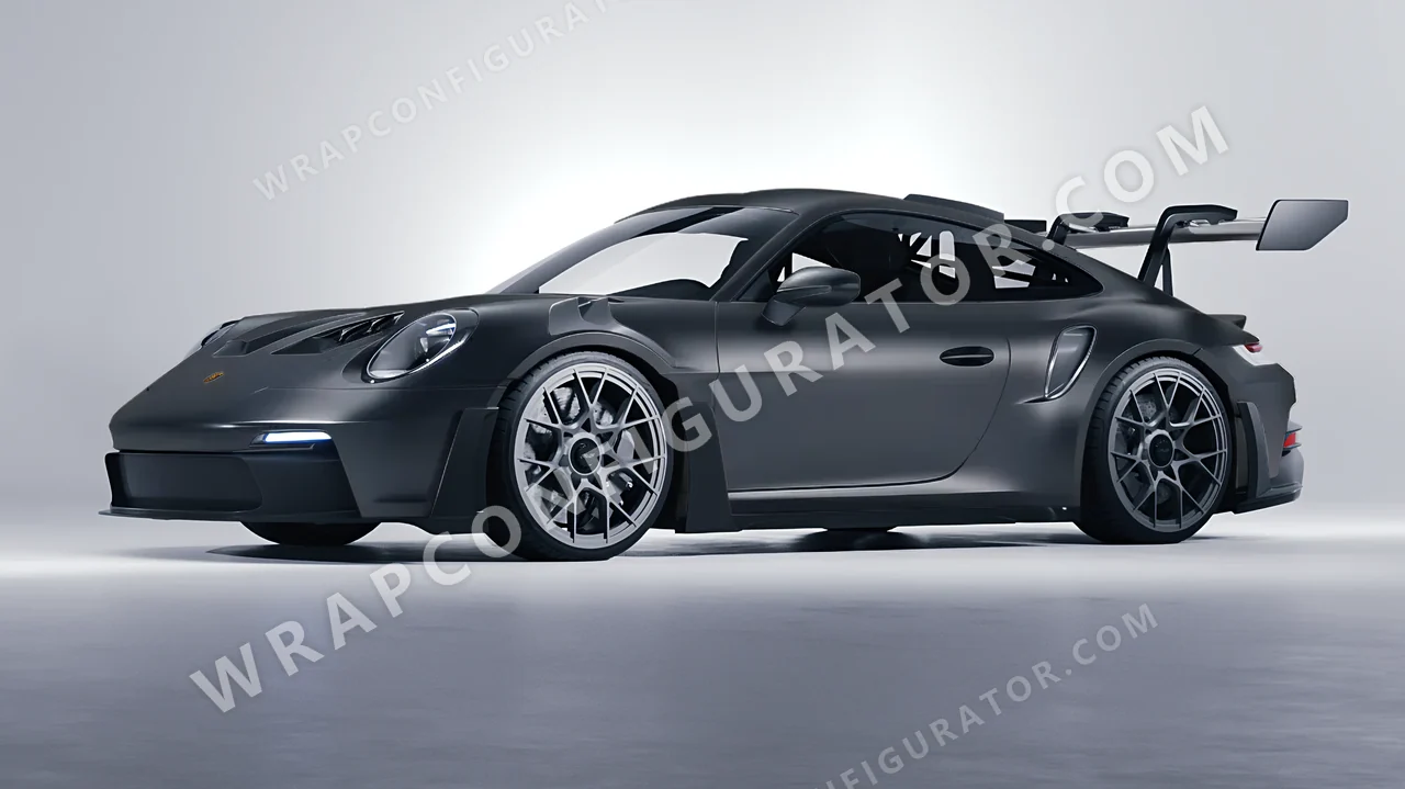 Black Porsche 911 GT3 RS 2024 wrapped in KPMF Matt Magnetic Black K75551