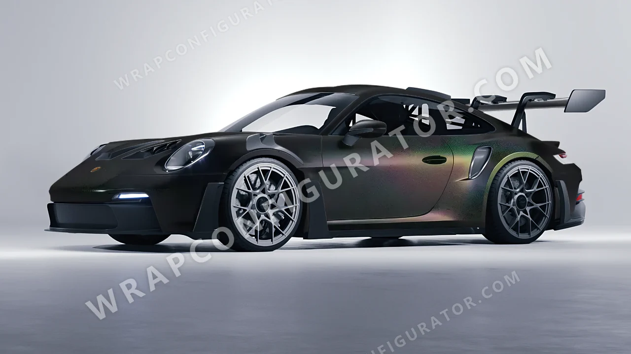 Black Porsche 911 GT3 RS 2024 wrapped in KPMF Matt Morpheus Black Starlight K75571