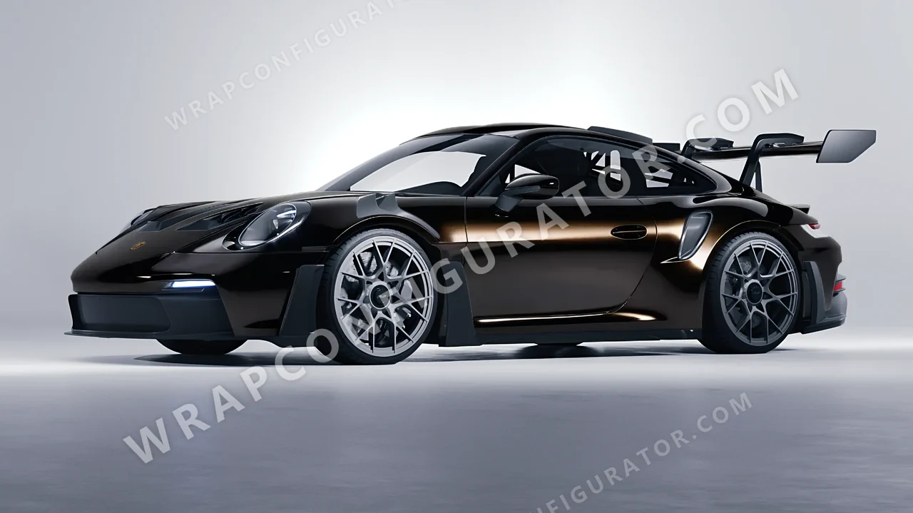 Black Porsche 911 GT3 RS 2024 wrapped in KPMF Phantom Black K75448