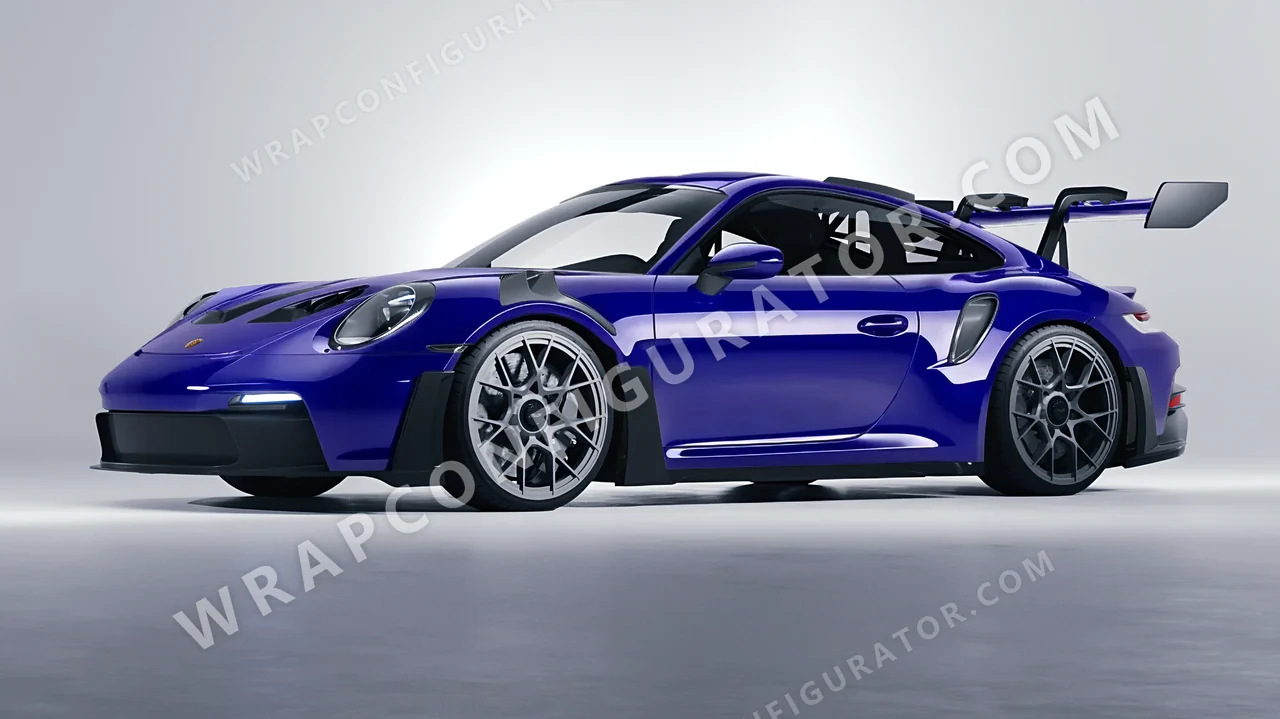 Blue Porsche 911 GT3 RS 2024 wrapped in 3M Gloss Blue Raspberry G378
