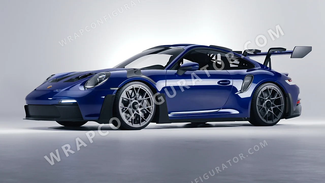 Blue Porsche 911 GT3 RS 2024 wrapped in 3M Gloss Boat Blue G127
