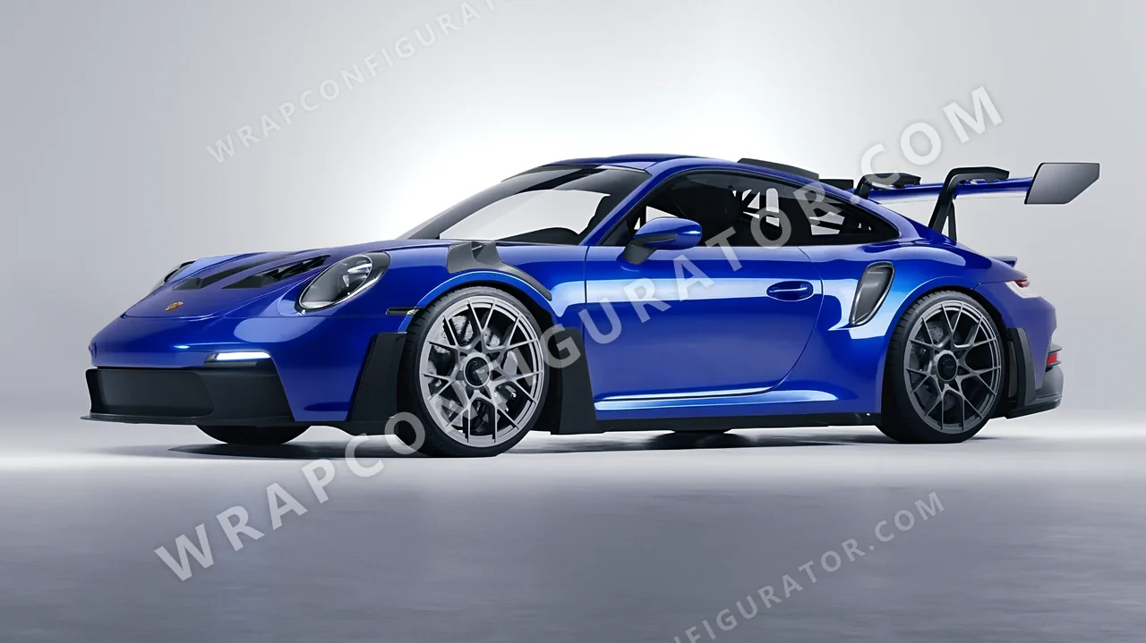 Blue Porsche 911 GT3 RS 2024 wrapped in 3M Gloss Deep Blue Metallic G217