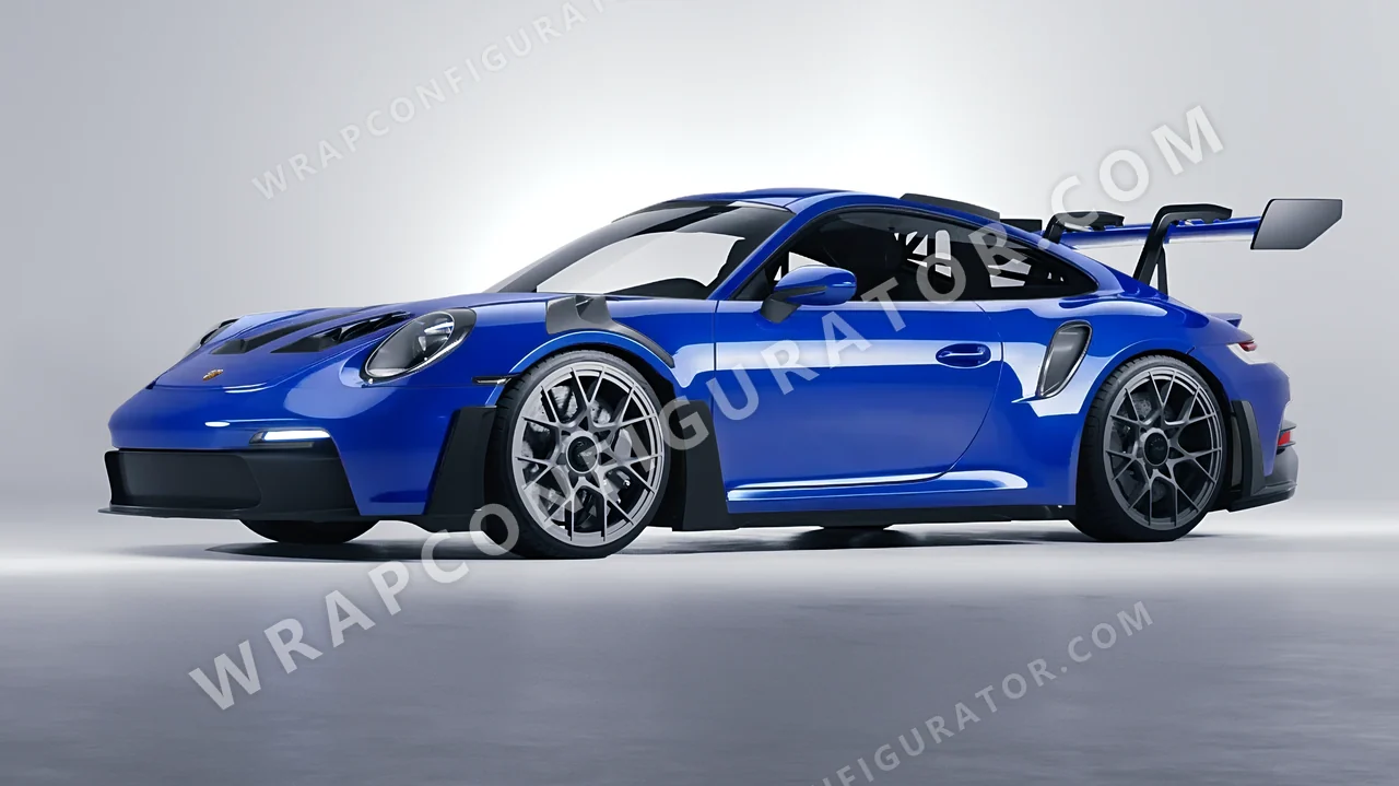 Blue Porsche 911 GT3 RS 2024 wrapped in 3M Gloss Intense Blue G47