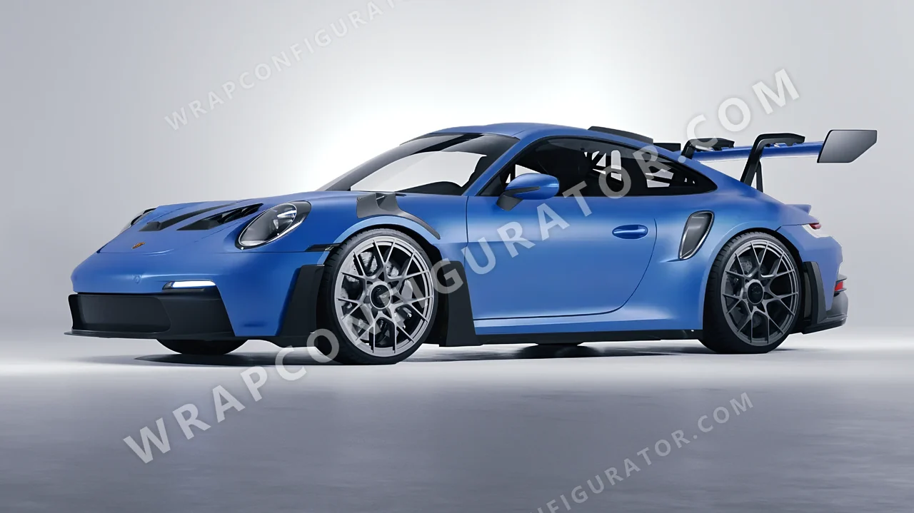 Blue Porsche 911 GT3 RS 2024 wrapped in 3M Matte Blue Metallic M227