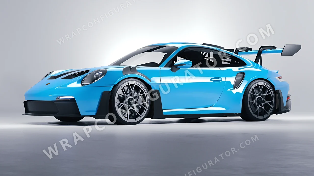 Blue Porsche 911 GT3 RS 2024 wrapped in 3M Sky Blue HG77