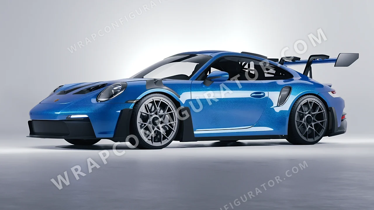 Blue Porsche 911 GT3 RS 2024 wrapped in Avery Dennison Bright Blue SW900-646-M