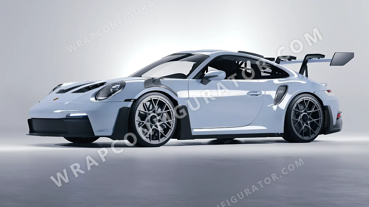 Blue Porsche 911 GT3 RS 2024 wrapped in Avery Dennison Cloudy Blue SW900-656-O
