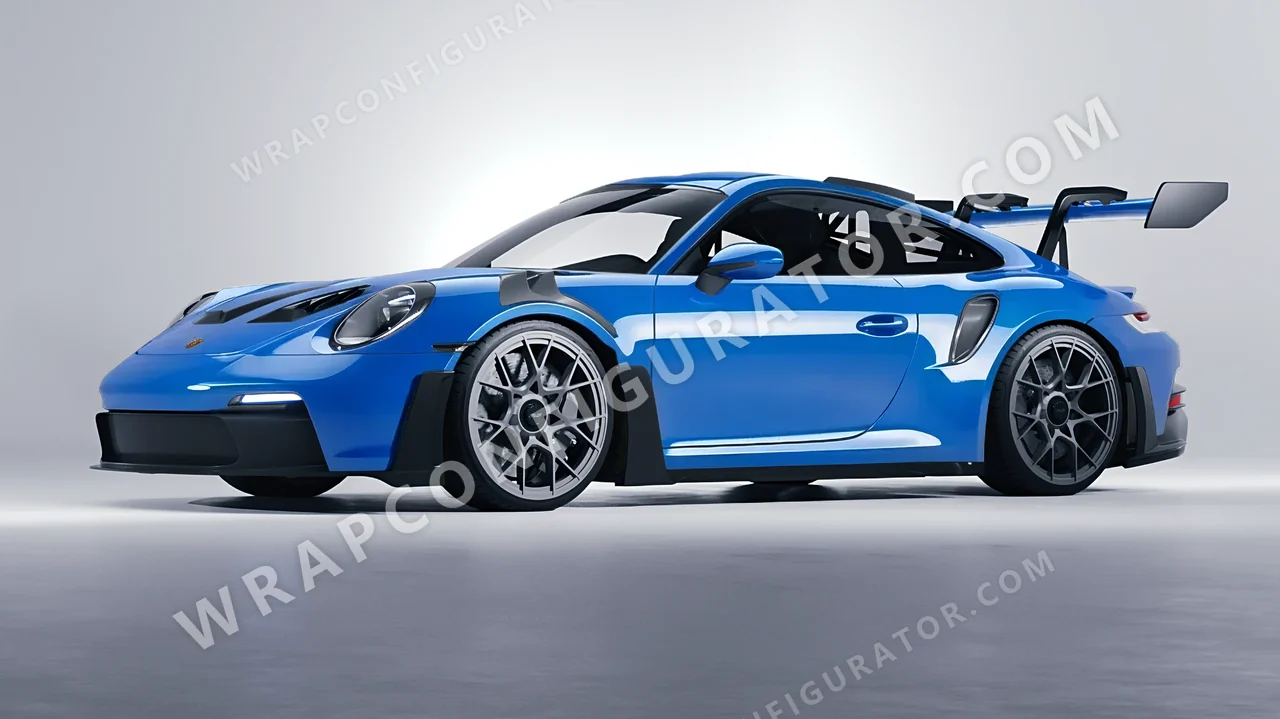 Blue Porsche 911 GT3 RS 2024 wrapped in Avery Dennison Light Blue SW900-632-O