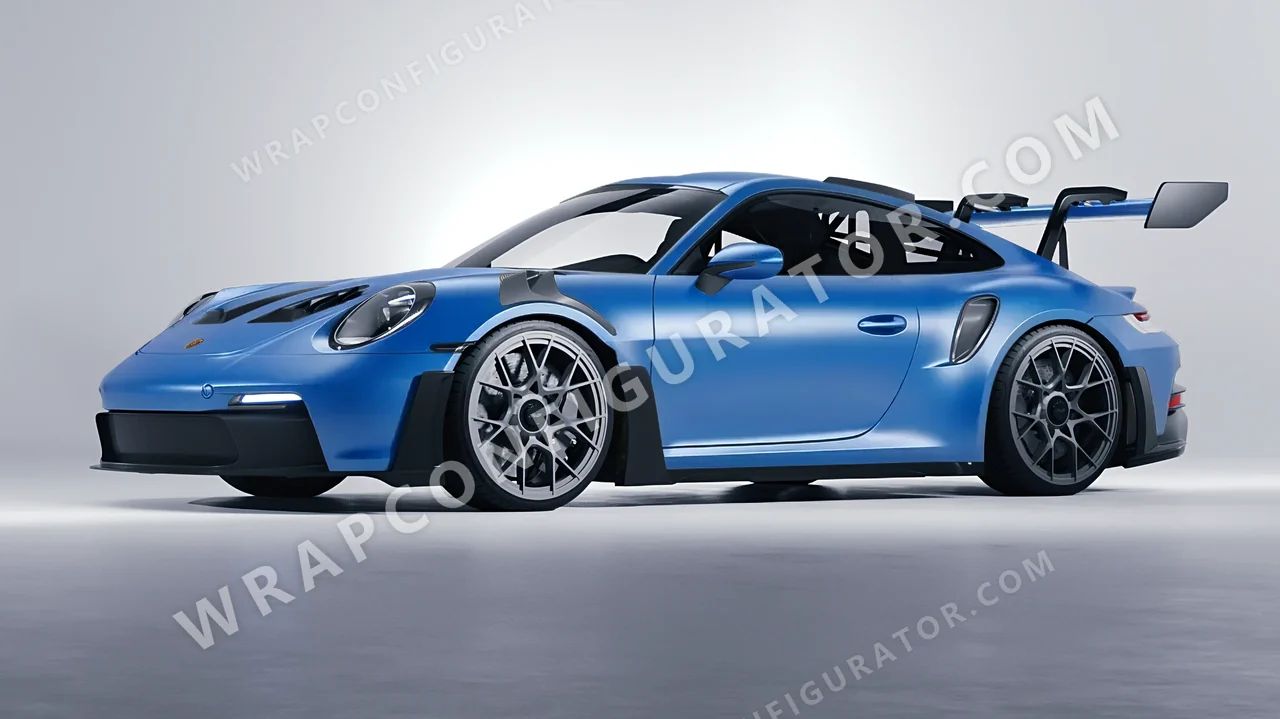 Blue Porsche 911 GT3 RS 2024 wrapped in Avery Dennison Light Blue SW900-633-O