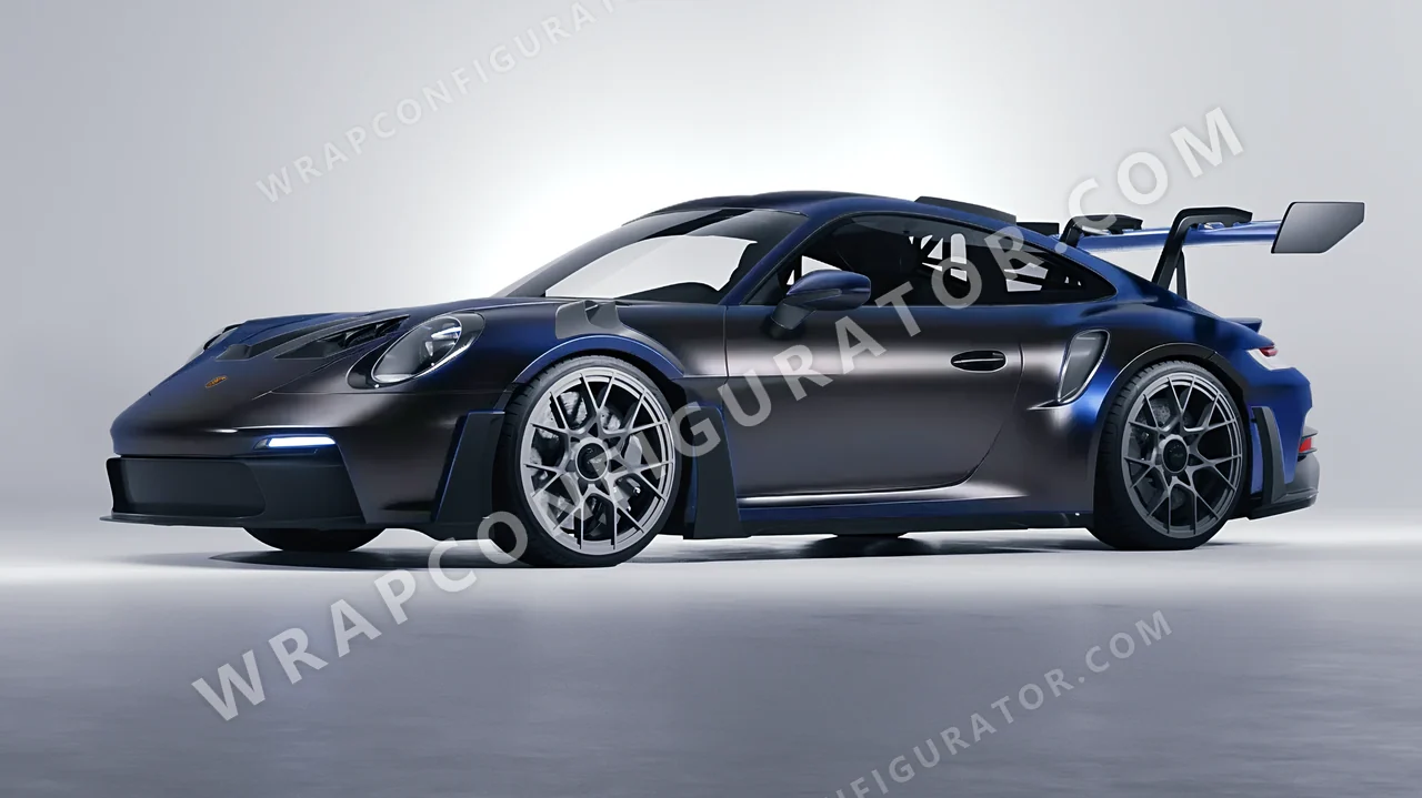Blue Porsche 911 GT3 RS 2024 wrapped in Colourshield PPF by HyperPro Dark Gray Blue MSF51-P