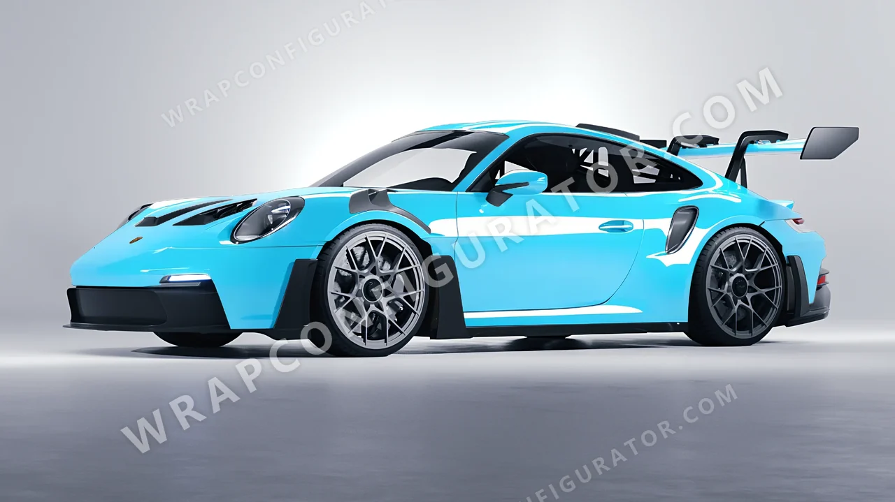 Blue Porsche 911 GT3 RS 2024 wrapped in Colourshield PPF by HyperPro Sky Blue HGF07-P