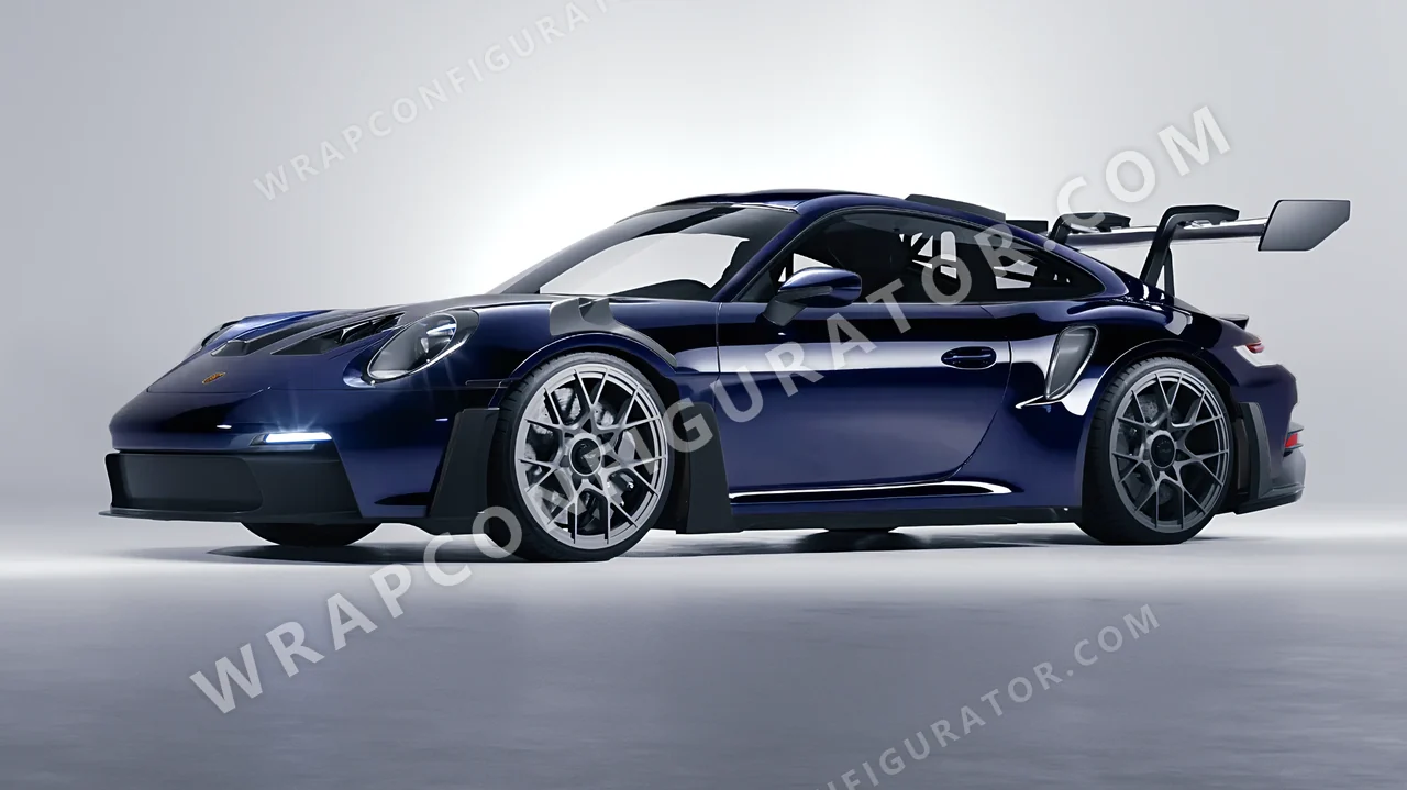 Blue Porsche 911 GT3 RS 2024 wrapped in Inozetek Dynamic PPF Black Blue DPPF925