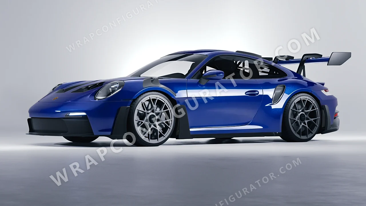 Blue Porsche 911 GT3 RS 2024 wrapped in Inozetek Dynamic PPF Blue Raspberry DPPF914