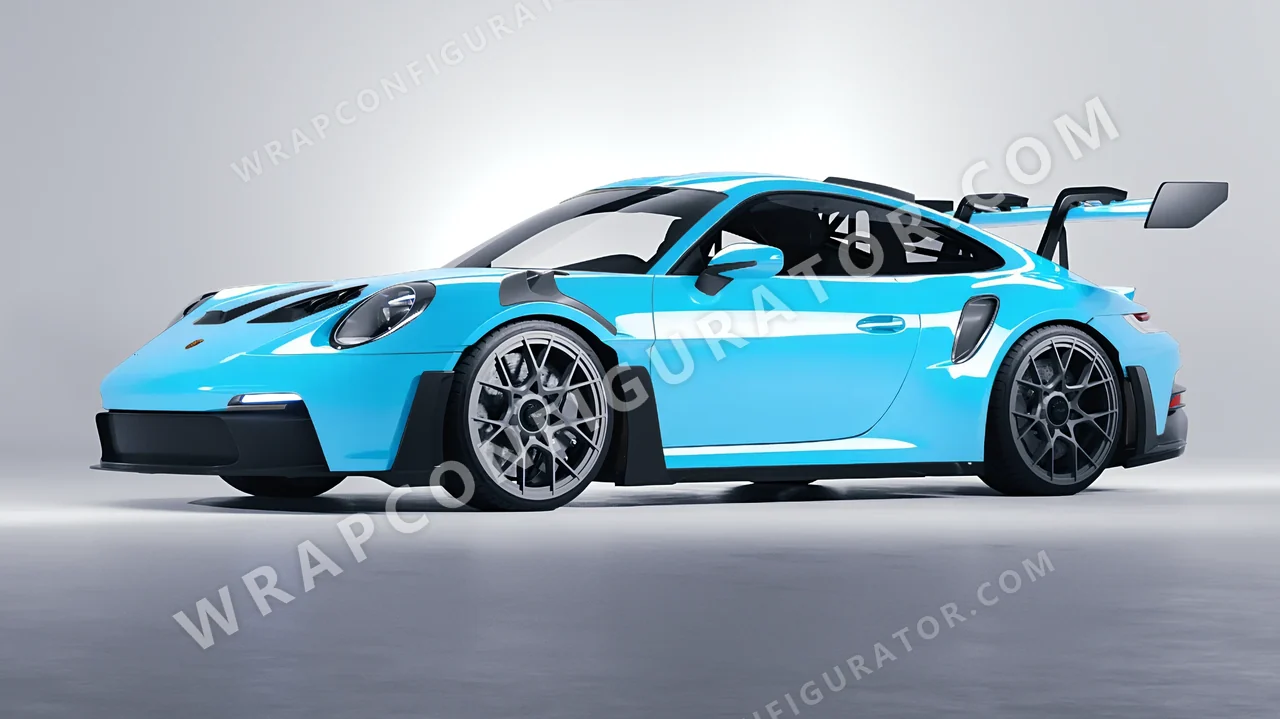 Blue Porsche 911 GT3 RS 2024 wrapped in Inozetek Dynamic PPF Coastal Blue DPPF913