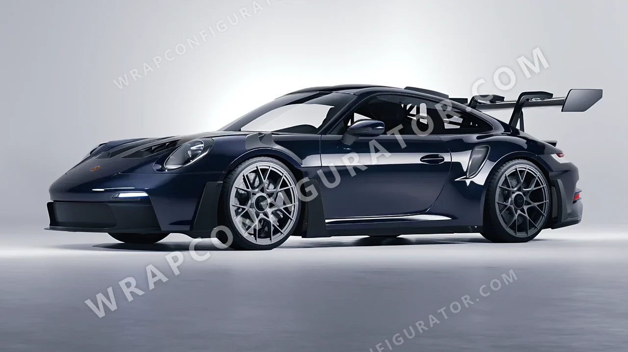 Blue Porsche 911 GT3 RS 2024 wrapped in Inozetek Dynamic PPF Graphite Blue DPPF922
