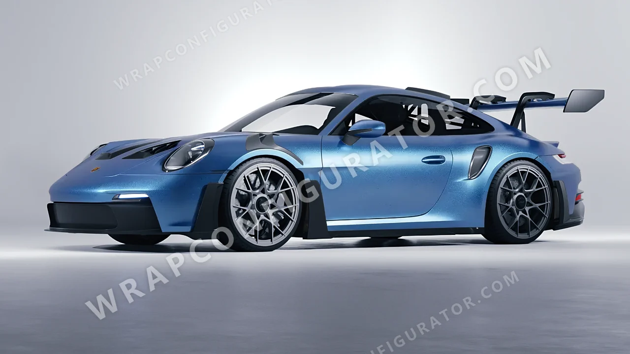 Blue Porsche 911 GT3 RS 2024 wrapped in KPMF Matt Elan Blue K75561