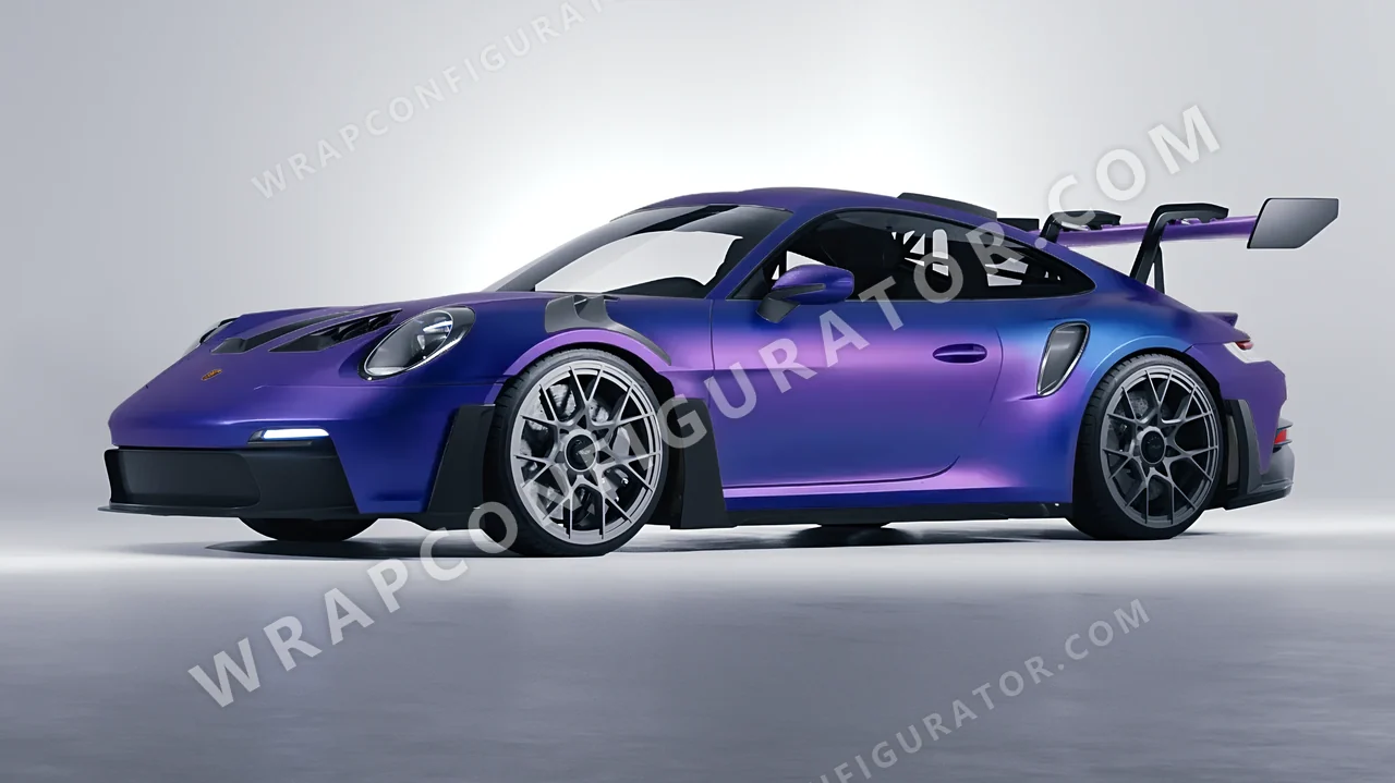 Blue Porsche 911 GT3 RS 2024 wrapped in KPMF Matt Purple Blue Iridescent K75566