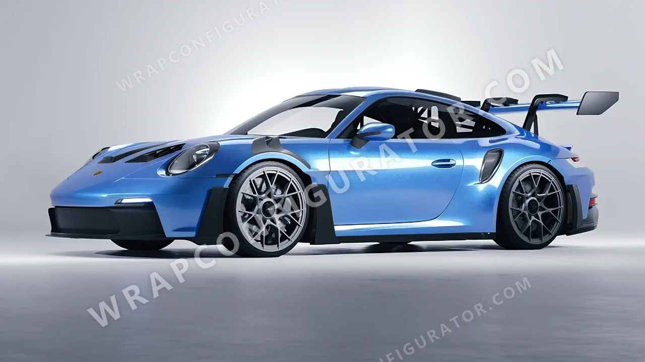 Blue Porsche 911 GT3 RS 2024 wrapped in ORACAL Azure 970RA-197G