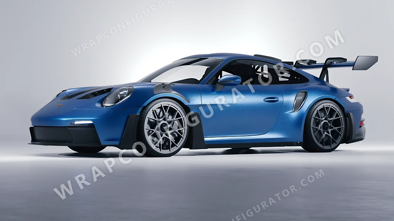 Blue Porsche 911 GT3 RS 2024 wrapped in ORACAL Azure 970RA-197M