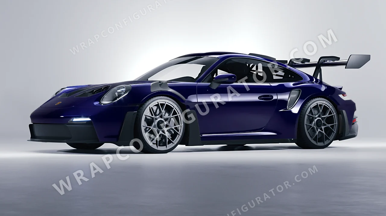 Blue Porsche 911 GT3 RS 2024 wrapped in ORACAL Baltic Blue 970RA-178G