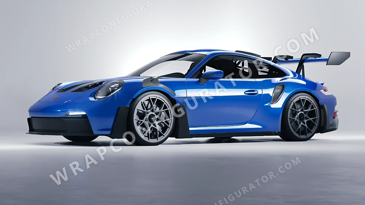 Blue Porsche 911 GT3 RS 2024 wrapped in ORACAL Fjord Blue 970RA-547G