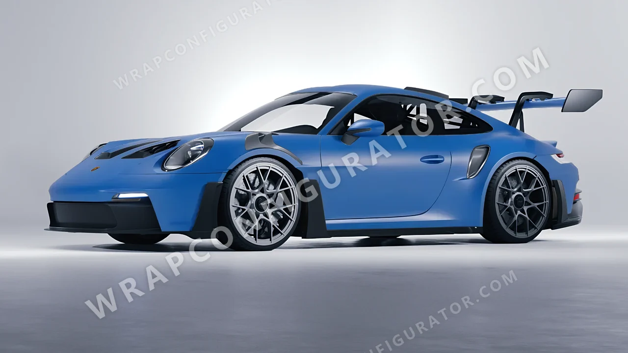 Blue Porsche 911 GT3 RS 2024 wrapped in ORACAL Fjord Blue 970RA-547M