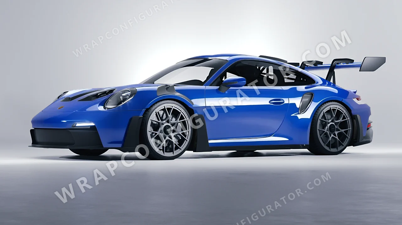 Blue Porsche 911 GT3 RS 2024 wrapped in ORACAL Glacier Blue 970RA-555G