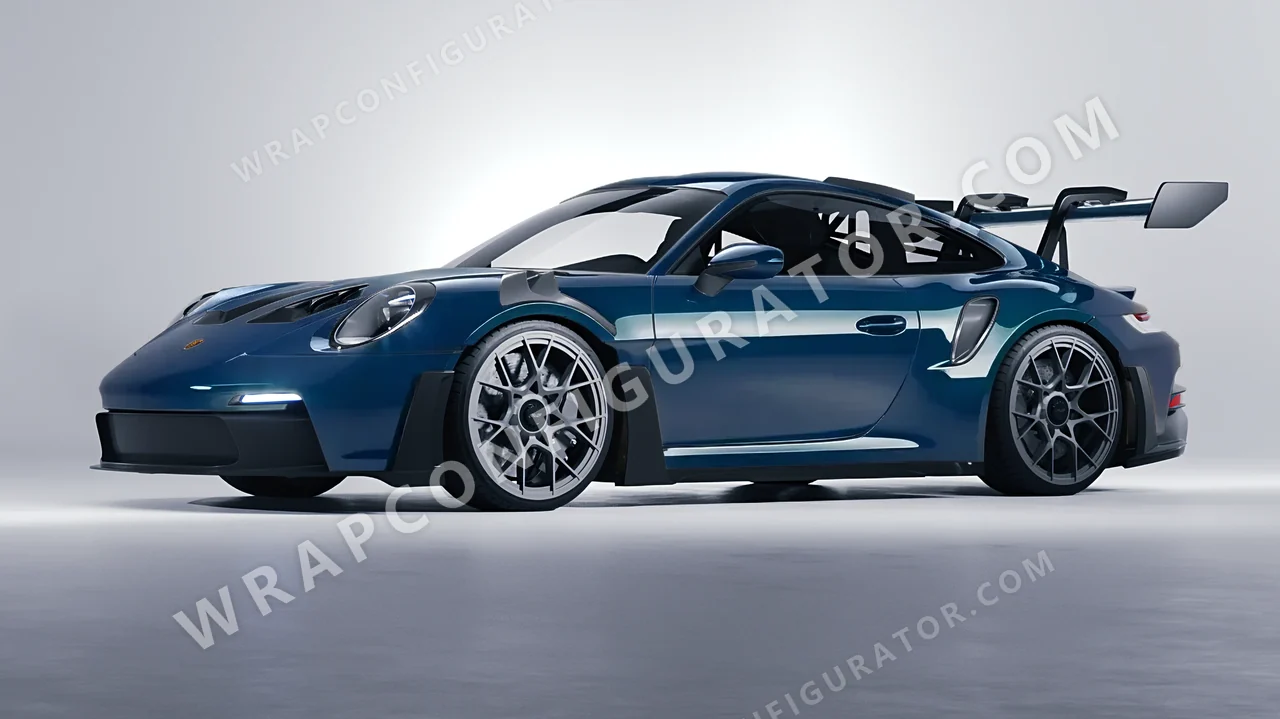 Blue Porsche 911 GT3 RS 2024 wrapped in ORACAL Indigo Blue 970RA-544G
