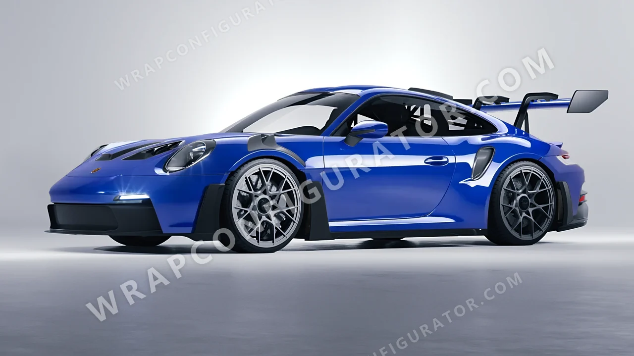 Blue Porsche 911 GT3 RS 2024 wrapped in ORACAL King Blue 970RA-049G