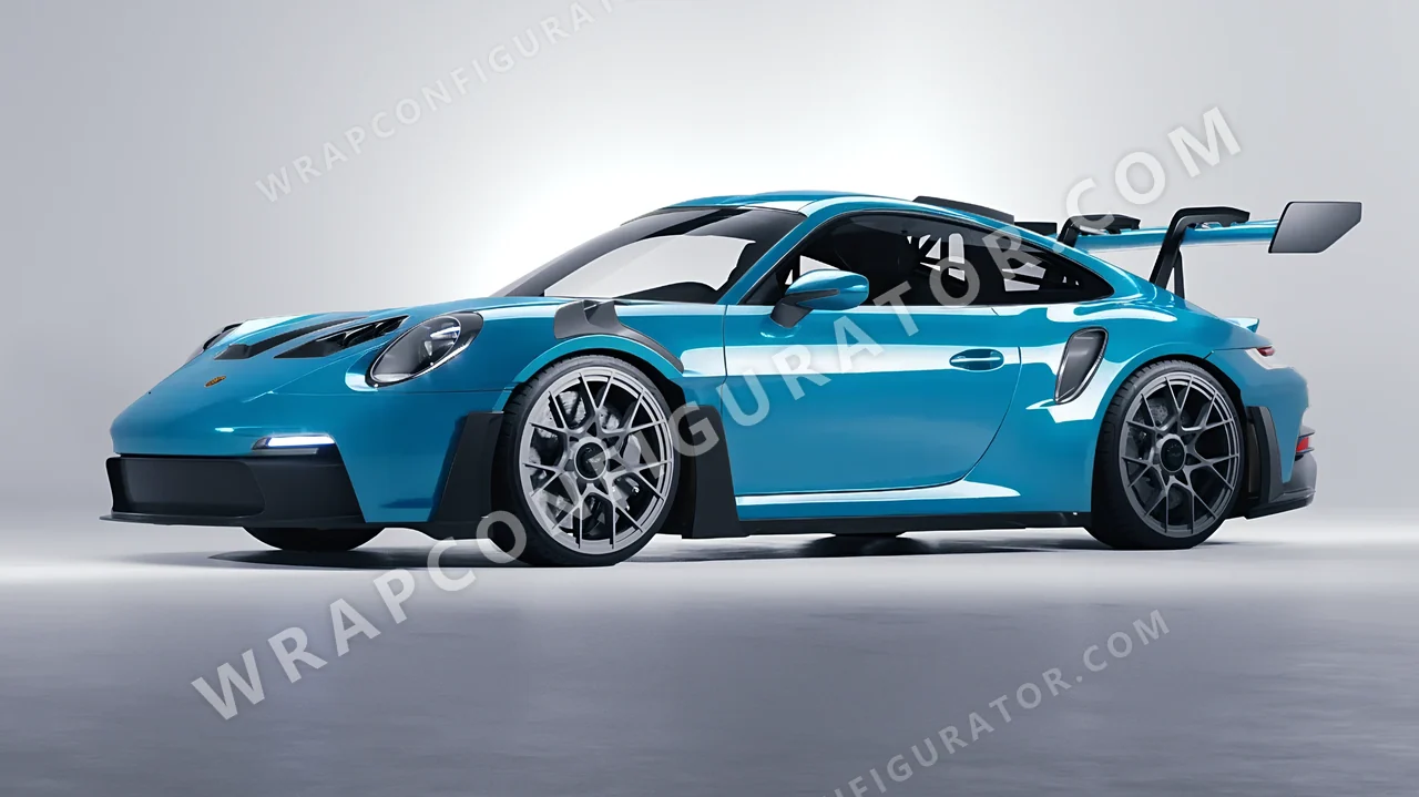 Blue Porsche 911 GT3 RS 2024 wrapped in ORACAL Lagoon 970RA-553G