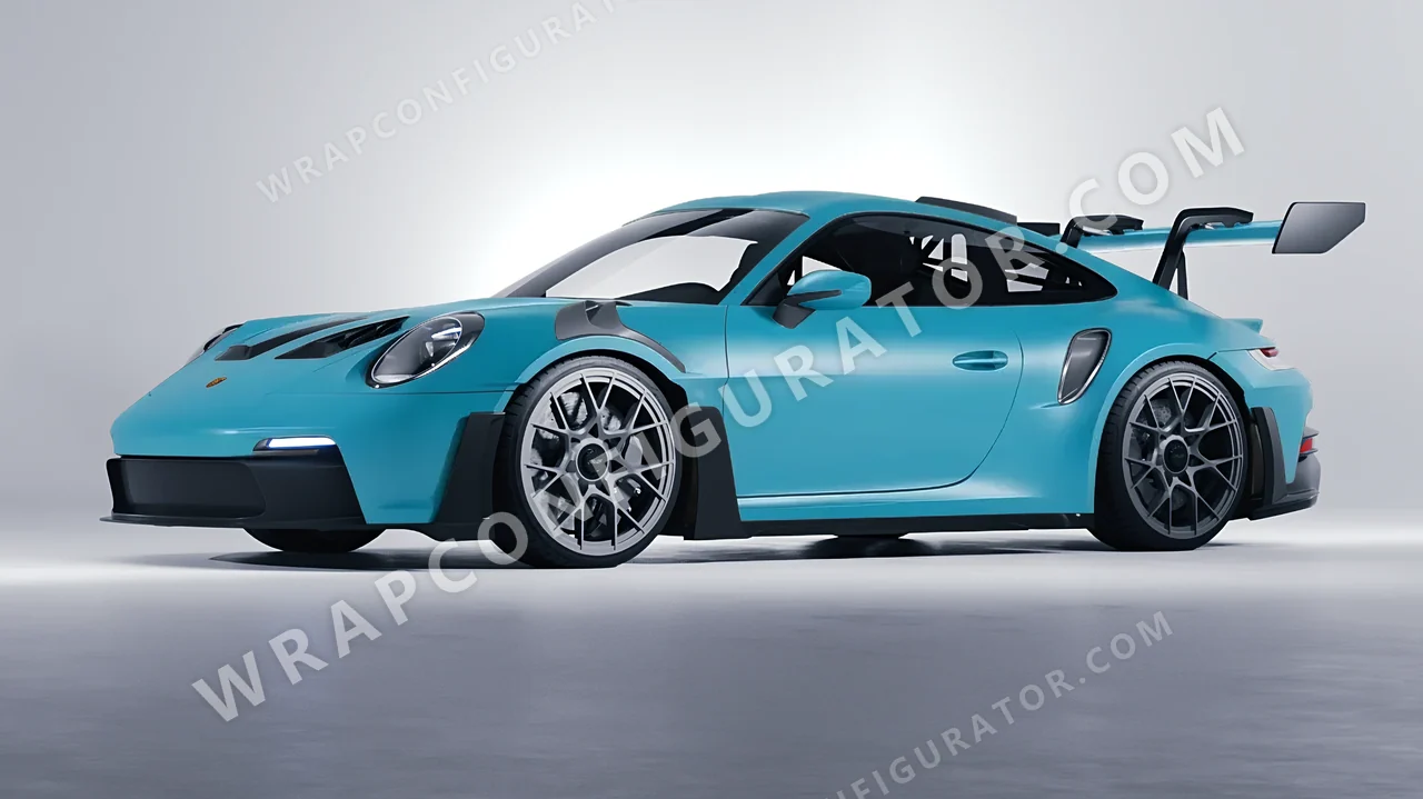 Blue Porsche 911 GT3 RS 2024 wrapped in ORACAL Lagoon 970RA-553M